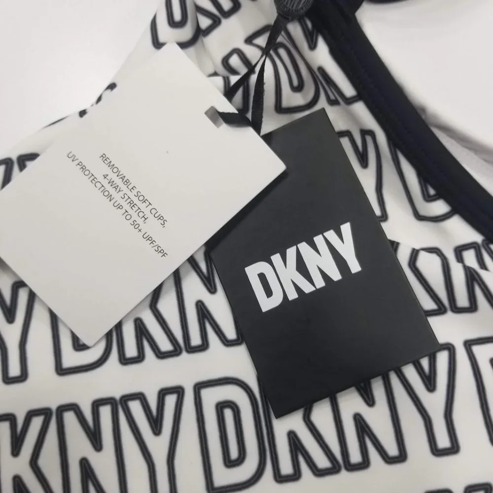 DKNY  Logo-Print One-Piece Swimsuit Size Medium - Picture 8 of 9